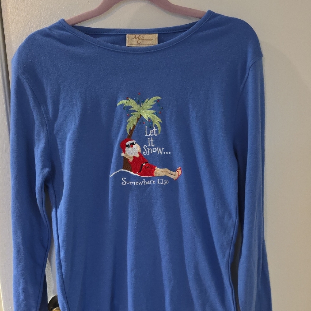"Let It Snow" Long Sleeve Shirt with Santa Design